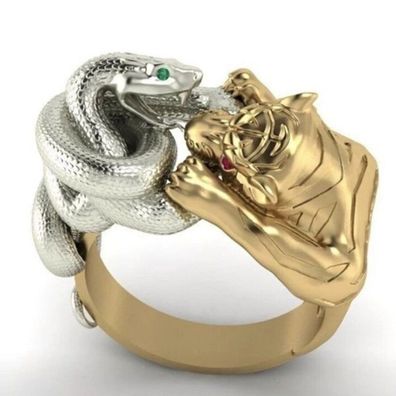 Wunderschöner Unisex Cobra/ Tiger Ring Gold Plated (CM641)