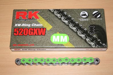 RK racing chain Profi Motorrad Kette X-W-Ring 520GXW MM grün 130 Glieder neu