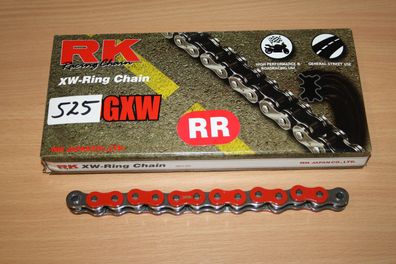 RK racing chain Profi Motorrad Kette X-W-Ring 525GXW RR 114 Glieder rot red neu