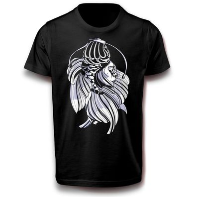 Koi Fisch mit Frau Gesicht Japan T-Shirt-Design 122 - 3XL Baumwolle Geschenkidee