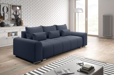 FURNIX Sofa LORETA Couch 3-Sitzer mit Schlaffunktion und Bettkasten MO81 Dunkelblau