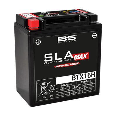 BS SLA MAX Batterie BTX16H wartungsfrei SS (super sealed) startverstärkt