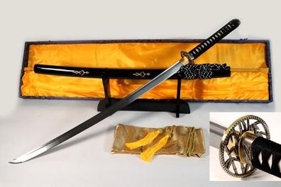 Bamboo Katana mit 12-mal gefalteter Damast Klinge Feng Lin Handgeschmiedetes Samurai