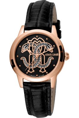 Roberto Cavalli by Franck Muller RV1L117L0061 roségold schwarz Leder Damen Uhr