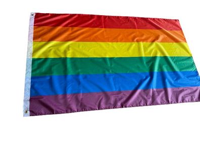 90 x 150 cm LGBTQ Regenbogen Gay Flagge mit 2 Ösen Fahne NEU OVP (Gr. 90 x 150 cm)