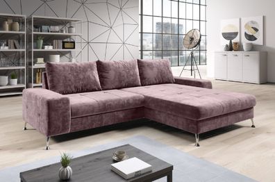 FURNIX Sofa BOEVIO Eckcouch L-Form Couch Schlafsofa mit Schlaffunktion KR 27 Rosa