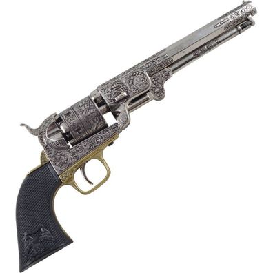 Silberner Navy Colt USA 1851 schwarzer Kunststoffgriff