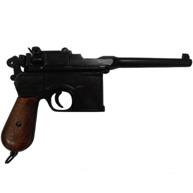 Mauser C96 Pistole, schwarz mit Holzgriff 1896 (Gr. 32cm)