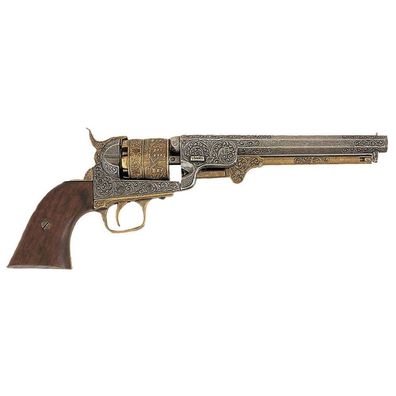 Deko Navy Colt USA 1851 silber-gold graviert (Gr. 35cm)