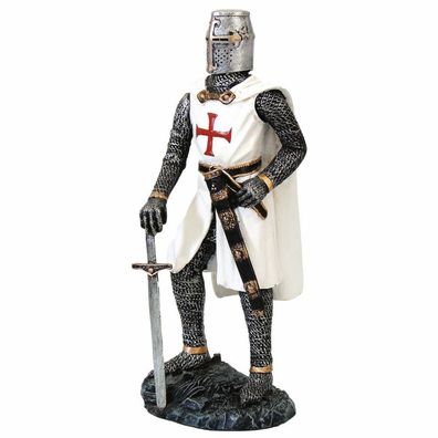 Kreuzritter stützt sich auf Schwert, weiß-rotes Kreuz (Gr. 18cm)