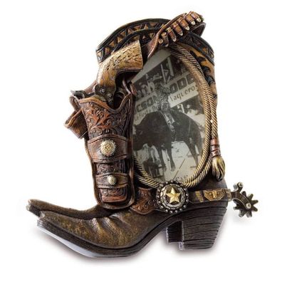 Bilderrahmen Western Cowboystiefel und Pistolenholster 24cm (Gr. 24x24x3cm)