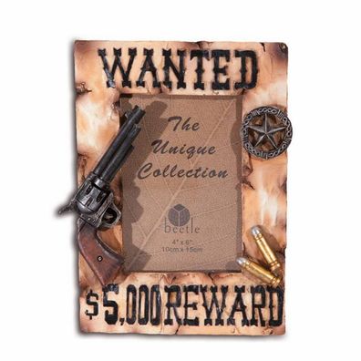 Bilderrahmen Pistole Wanted Plakat 22cm (Gr. 22x17x3,7cm)