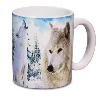 Tasse Wolf heult im Schnee 9,5cm (Gr. 9,5x8x8cm)