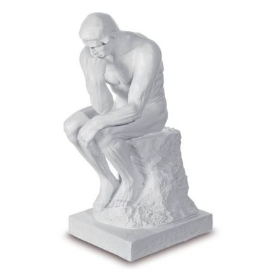 Der Denker nach Auguste Rodin 15cm weiß (Gr. 15x6,5x7cm)