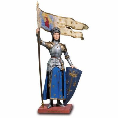 Jeanne d'Arc bunt steht in Rüstung mit Flagge - Johanna von Orleans (Gr. 21,5x7x7cm)
