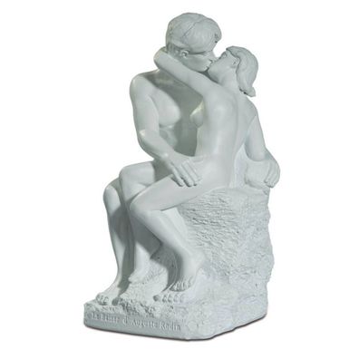 Der Kuss 20cm weiß nach Auguste Rodin (Gr. 20x10,5x9,5cm)