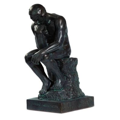 Der Denker 20cm bronze-patina nach Auguste Rodin (Gr. 20x10,5x9,5cm)