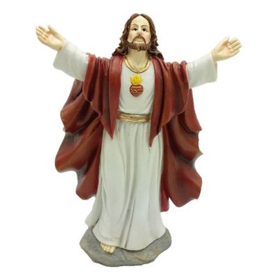 Figur predigender Jesus mit roten Umhang 15cm