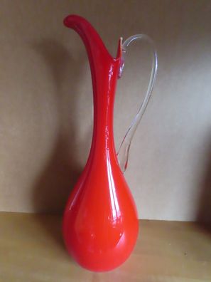 alte Vase Kanne rot transparenter Griff (Defekt) ca. 43 cm H