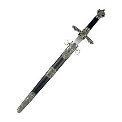 Ehren-Dolch Reiter mit Scheide silber-schwarz Ehrendolch (Gr. 34cm)
