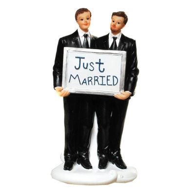 Männer Hochzeitspaar mit Schild - Just Married (Gr. 16x8cm)