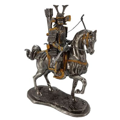 Samurai Zinnfigur auf Pferd mit Bogen (Gr. 11x10x5cm)