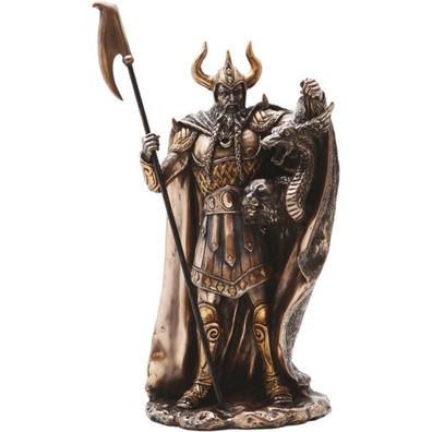 Loki stehend mit Drachenkopf by Derek W. Frost bronziert (Gr. 30cm)