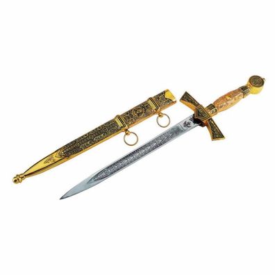 Kalaschnikov-Dolch AK47 mit Scheide goldfarben (Gr. 24cm)