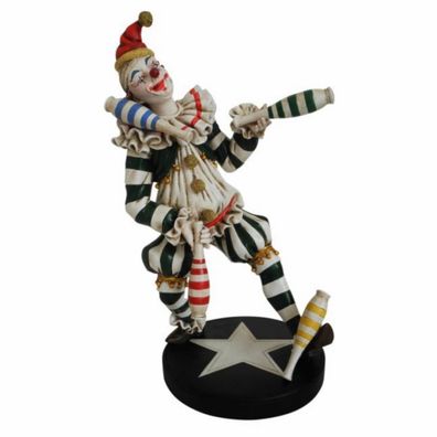 Clown Jocko jongliert im Streifenkostüm (Gr. 36x27x18cm)