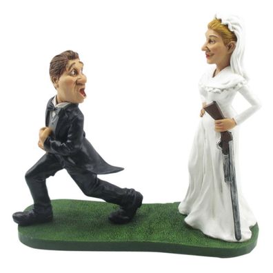 Funny Wedding - Heirate mich, oder ... - Braut mit Schrotflinte (Gr. 15x17x7cm)