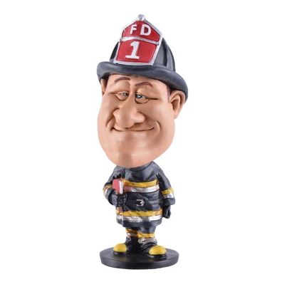 Funny Life-Wackler Feuerwehrmann mit rotem Helm, Bubble-Head