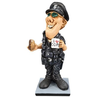 Funny Life - Polizist mit Kaffeebecher und Bagel
