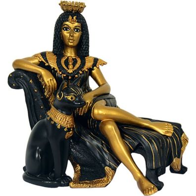 Kleopatra mit Göttin Bastet schwarz-gold
