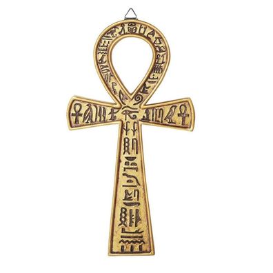 Ankh goldfarbend zum aufhängen (Gr. 18x10cm)