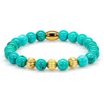 Perlenarmband Grüner / Blauer Türkis Perlen Beads 24k vergoldet