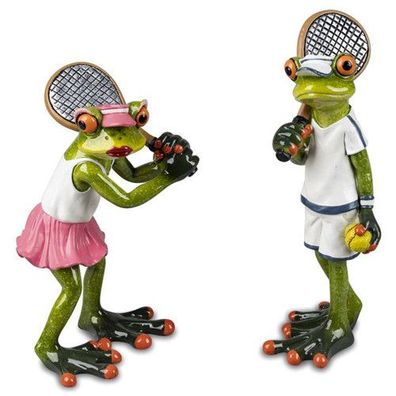 Formano Frosch Tennisspieler Deko Figur rosa blau Mann Frau NEU