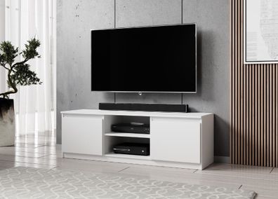 FURNIX Lowboard ARENAL TV-Schrank modern freistehend 120 cm Weiß matt