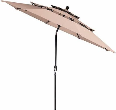 300cm Sonnenschirm mit 3-stufigem Dach & Schirmständer aus Aluminium, für Garten