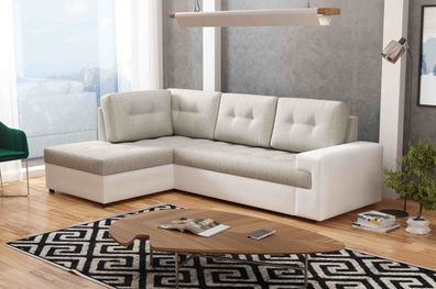 FURNIX Ecksofa Camilio Sofa mit Schlaffunktion Bettkasten Couch LForm VI09 + MA120