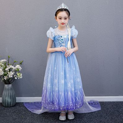 Kinder Frozen II Elsa Cosplay Kostüm Anzüge Süß Mesh Prinzessinenkleid Cos