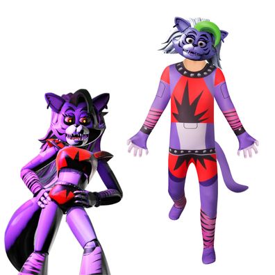 Kinder Five Night´s At Freddy Cosplay Kostüm Roxanne Wolf Bodysuit Anime Cos