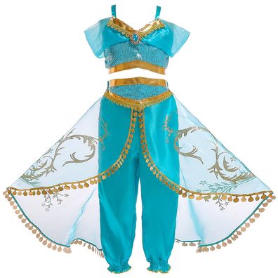Kinder Prinzessin Jasmine Cosplay Kostüm Aladdin and the magic lamp Outfit#01
