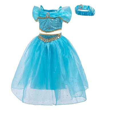 Kinder Prinzessin Jasmine Cosplay Kostüm Aladdin and the magic lamp Outfit#04