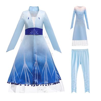 3PCS Kinder Frozen Elsa Cosplay Kostüm Mädchen Kleid Hosen Mantel Outfit