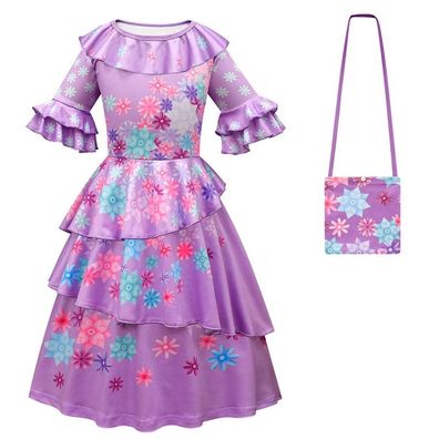 Kinder Encanto Thema Cosplay Kostüm Mädchen Mirabel Isabela Kleid Tasche Outfit