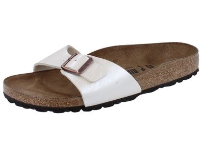 Birkenstock Madrid BS Damen Pantolette Hausschuhe beige pearl Birko-Flor