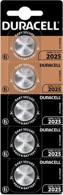 Duracell Knopfzelle CR2025 5er Blister 3 Volt - 10 Jahre