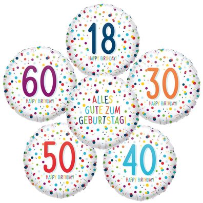 Folienballons ZAHLEN Konfetti - Luftballons Zahl Punkte Geburtstag Party Helium