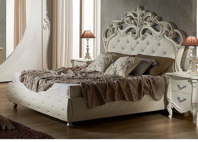 Italienisches Doppelbett Angelika 160x200 cm in Weiß / Creme