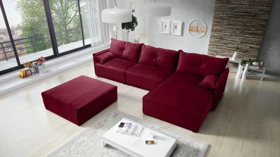 FURNIX Polstersofa in L-Form ELONE SYSTEM 2 Couch mit Sitzbank RL15 Rot